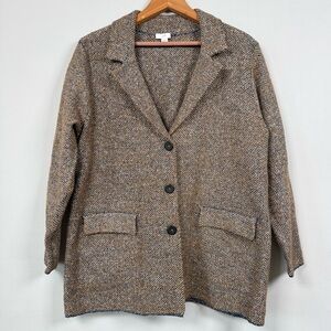 J. Jill Brown Tweed Textured Knit Blazer, Size MP, Great Condition!